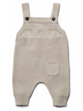 puri organic - Bio Baby Feinstrick Latzhose, Baumwolle/Wolle, oyster grey