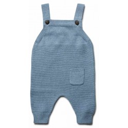 puri organic - Bio Baby Feinstrick Latzhose, Baumwolle/Wolle, rauchblau