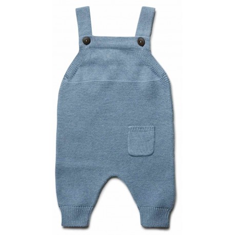 puri organic - Bio Baby Feinstrick Latzhose, Baumwolle/Wolle, rauchblau