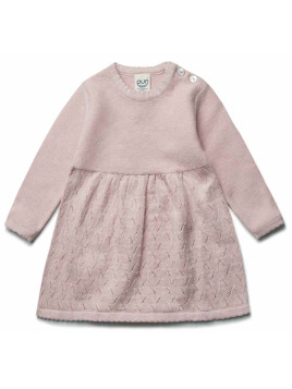 puri organic - Bio Baby Feinstrick Kleid mit Ajour-Muster, Baumwolle/Wolle, rose