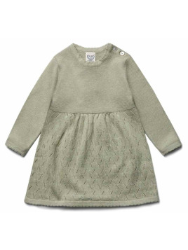 puri organic - Bio Baby Feinstrick Kleid mit Ajour-Muster, Baumwolle/Wolle, pistazie