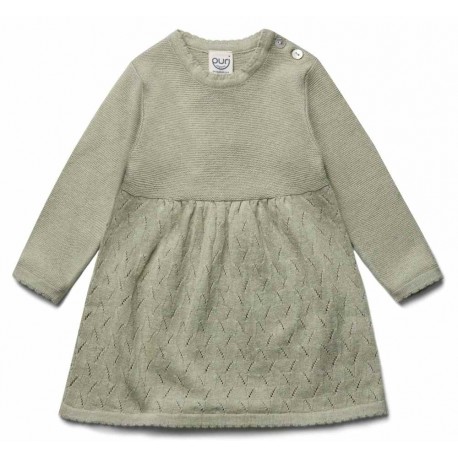 puri organic - Bio Baby Feinstrick Kleid mit Ajour-Muster, Baumwolle/Wolle, pistazie