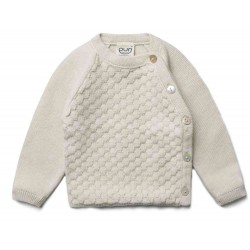 puri organic - Bio Baby Strickjacke mit Ajour, Baumwolle/Seide, ecru