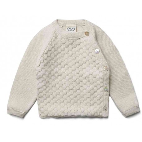 puri organic - Bio Baby Strickjacke mit Ajour, Baumwolle/Seide, ecru