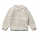 puri organic - Bio Baby Strickjacke mit Ajour, Baumwolle/Seide, ecru