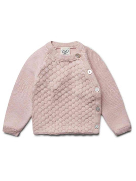 puri organic - Bio Baby Strickjacke mit Ajour, Baumwolle/Seide, rose