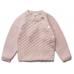 puri organic - Bio Baby Strickjacke mit Ajour, Baumwolle/Seide, rose