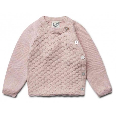puri organic - Bio Baby Strickjacke mit Ajour, Baumwolle/Seide, rose