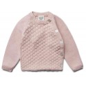puri organic - Bio Baby Strickjacke mit Ajour, Baumwolle/Seide, rose