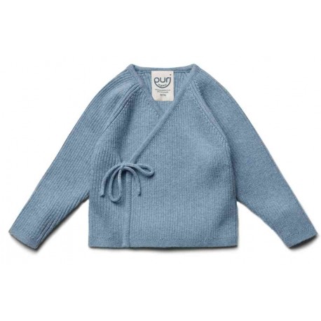 puri organic - Bio Baby Wickeljacke zum Binden, Baumwolle/Wolle, rauchblau