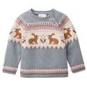 People Wear Organic - Bio Baby Strickpullover mit Hase und Blumen-Jacquardmuster