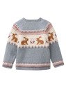People Wear Organic - Bio Baby Strickpullover mit Hase und Blumen-Jacquardmuster