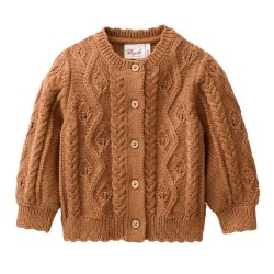 People Wear Organic - Bio Baby Strickjacke mit Zopfmuster, braun