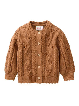 People Wear Organic - Bio Baby Strickjacke mit Zopfmuster, braun