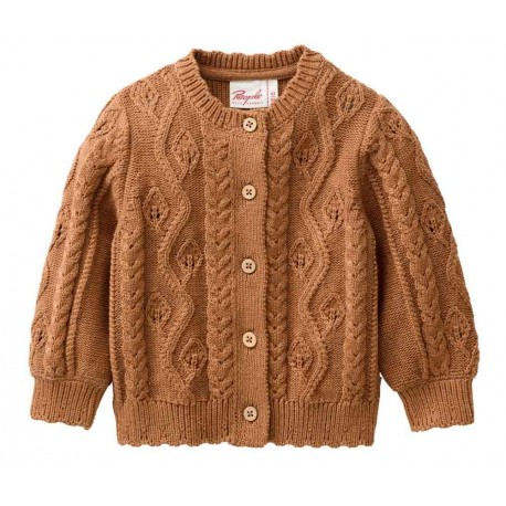 People Wear Organic - Bio Baby Strickjacke mit Zopfmuster, braun