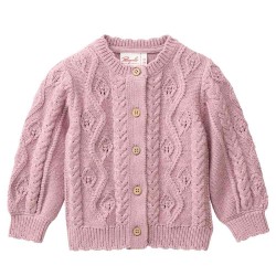 People Wear Organic - Bio Baby Strickjacke mit Zopfmuster, rosenholz