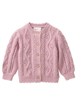 People Wear Organic - Bio Baby Strickjacke mit Zopfmuster, rosenholz