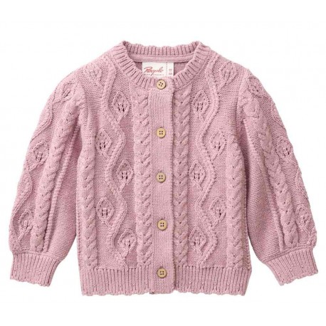 People Wear Organic - Bio Baby Strickjacke mit Zopfmuster, rosenholz