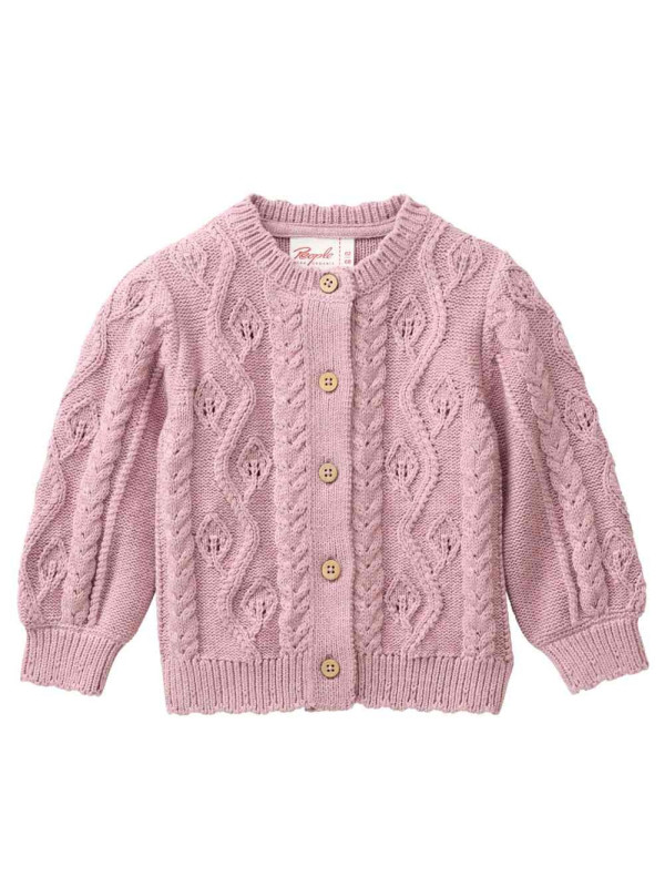 People Wear Organic - Bio Baby Strickjacke mit Zopfmuster, rosenholz