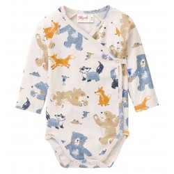 People Wear Organic - Bio Baby Wickelbody mit Waldtiere-Allover