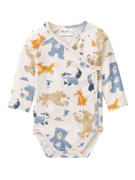 People Wear Organic - Bio Baby Wickelbody mit Waldtiere-Allover