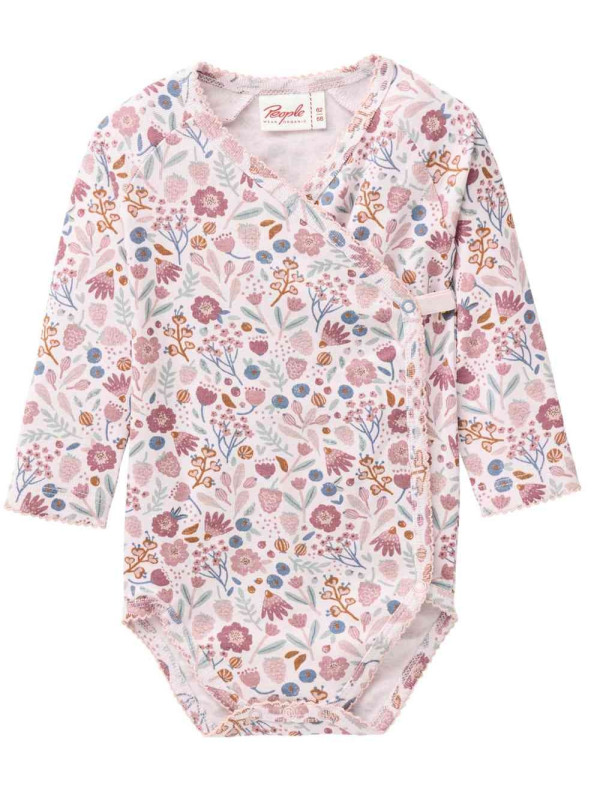 People Wear Organic - Bio Baby Wickelbody mit Herbstblüten-Allover