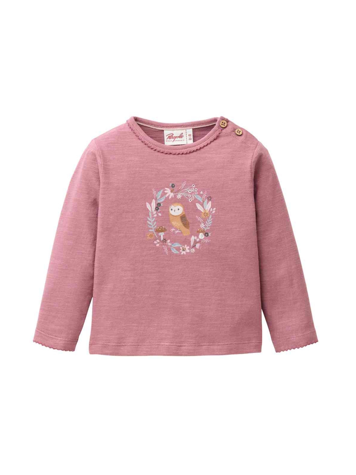 People Wear Organic - Bio Baby Langarmshirt mit Eulen-Druck