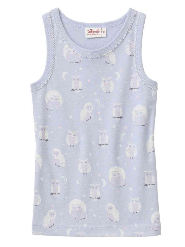 People Wear Organic - Bio Kinder Unterhemd mit Eulen-Allover
