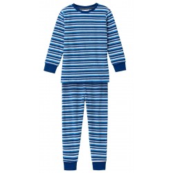 People Wear Organic - Bio Kinder Frottee Schlafanzug mit blauen Streifen