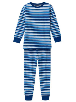 People Wear Organic - Bio Kinder Frottee Schlafanzug mit blauen Streifen
