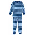 People Wear Organic - Bio Kinder Frottee Schlafanzug mit blauen Streifen