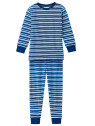 People Wear Organic - Bio Kinder Frottee Schlafanzug mit blauen Streifen