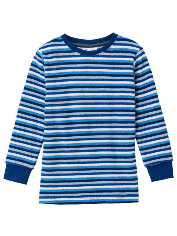 People Wear Organic - Bio Kinder Frottee Schlafanzug mit blauen Streifen