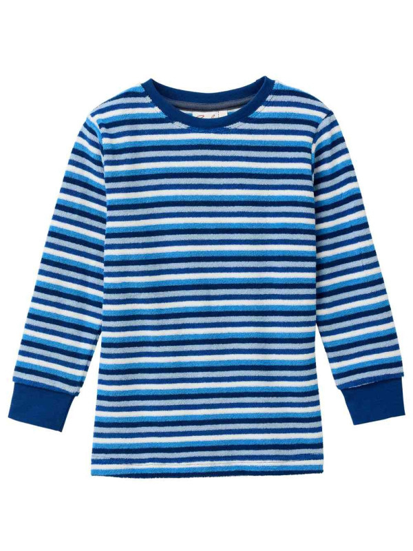 People Wear Organic - Bio Kinder Frottee Schlafanzug mit blauen Streifen