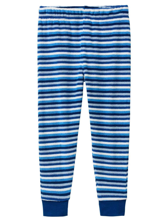 People Wear Organic - Bio Kinder Frottee Schlafanzug mit blauen Streifen