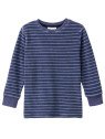 People Wear Organic - Bio Kinder Frottee Schlafanzug mit blauen Streifen, dunkelblau
