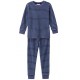 People Wear Organic - Bio Kinder Frottee Schlafanzug mit blauen Streifen, dunkelblau