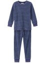 People Wear Organic - Bio Kinder Frottee Schlafanzug mit blauen Streifen, dunkelblau