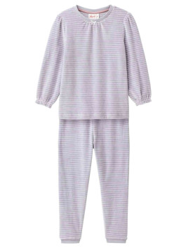 People Wear Organic - Bio Kinder Nicki Schlafanzug mit Streifen, flieder