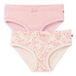 People Wear Organic - Bio Kinder Unterhosen Doppelpack mit Blumen-Allover/uni