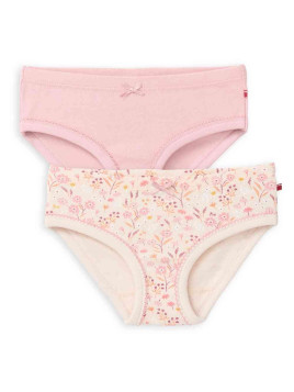 People Wear Organic - Bio Kinder Unterhosen Doppelpack mit Blumen-Allover/uni