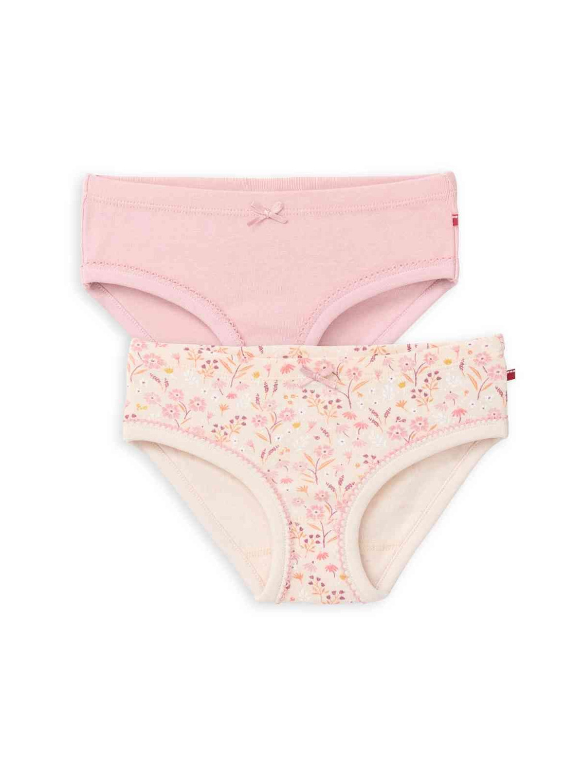 People Wear Organic - Bio Kinder Unterhosen Doppelpack mit Blumen-Allover/uni