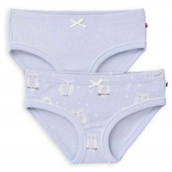 People Wear Organic - Bio Kinder Unterhosen Doppelpack mit Eulen-Allover/uni