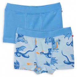 People Wear Organic - Bio Kinder Hipshorts Doppelpack mit Drachen-Allover/uni