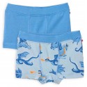 People Wear Organic - Bio Kinder Hipshorts Doppelpack mit Drachen-Allover/uni