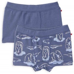 People Wear Organic - Bio Kinder Hipshorts Doppelpack mit Arktische Tiere-Allover/uni