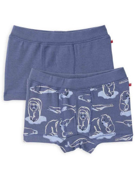 People Wear Organic - Bio Kinder Hipshorts Doppelpack mit Arktische Tiere-Allover/uni