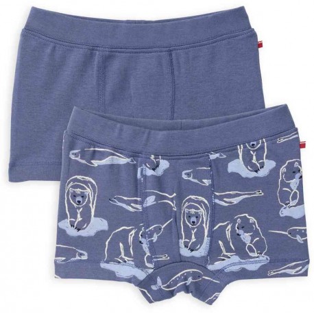 People Wear Organic - Bio Kinder Hipshorts Doppelpack mit Arktische Tiere-Allover/uni