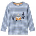 People Wear Organic - Bio Kinder Langarmshirt mit Campingbus-Applikation und Streifen