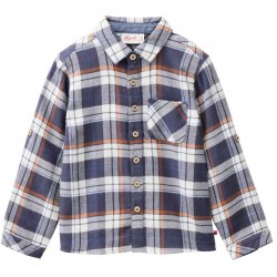People Wear Organic - Bio Kinder Flanell Hemd mit Karos, dunkelblau